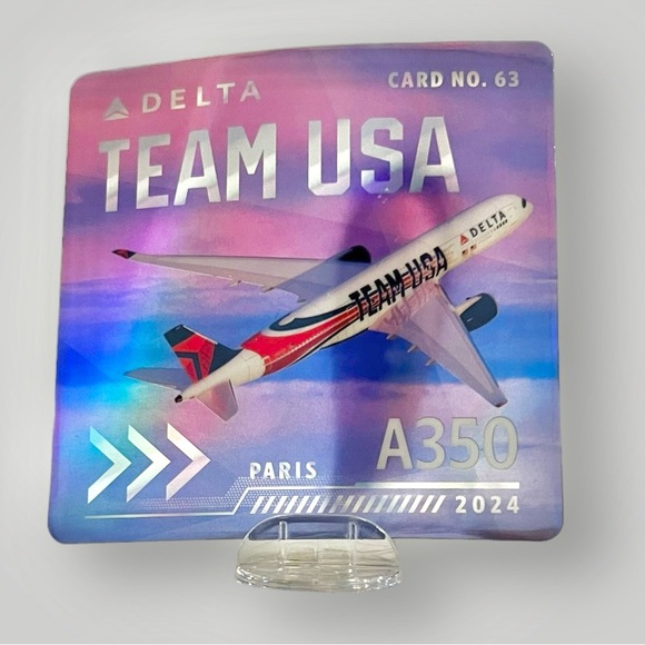 Team USA Delta Air Lines Collectible Pin & Delta Pilot Card A350 No.63 New - Picture 10 of 16